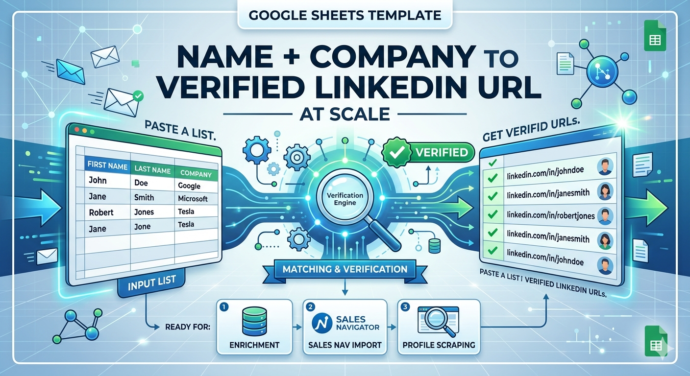Find LinkedIn profiles from name and company in Google Sheets
