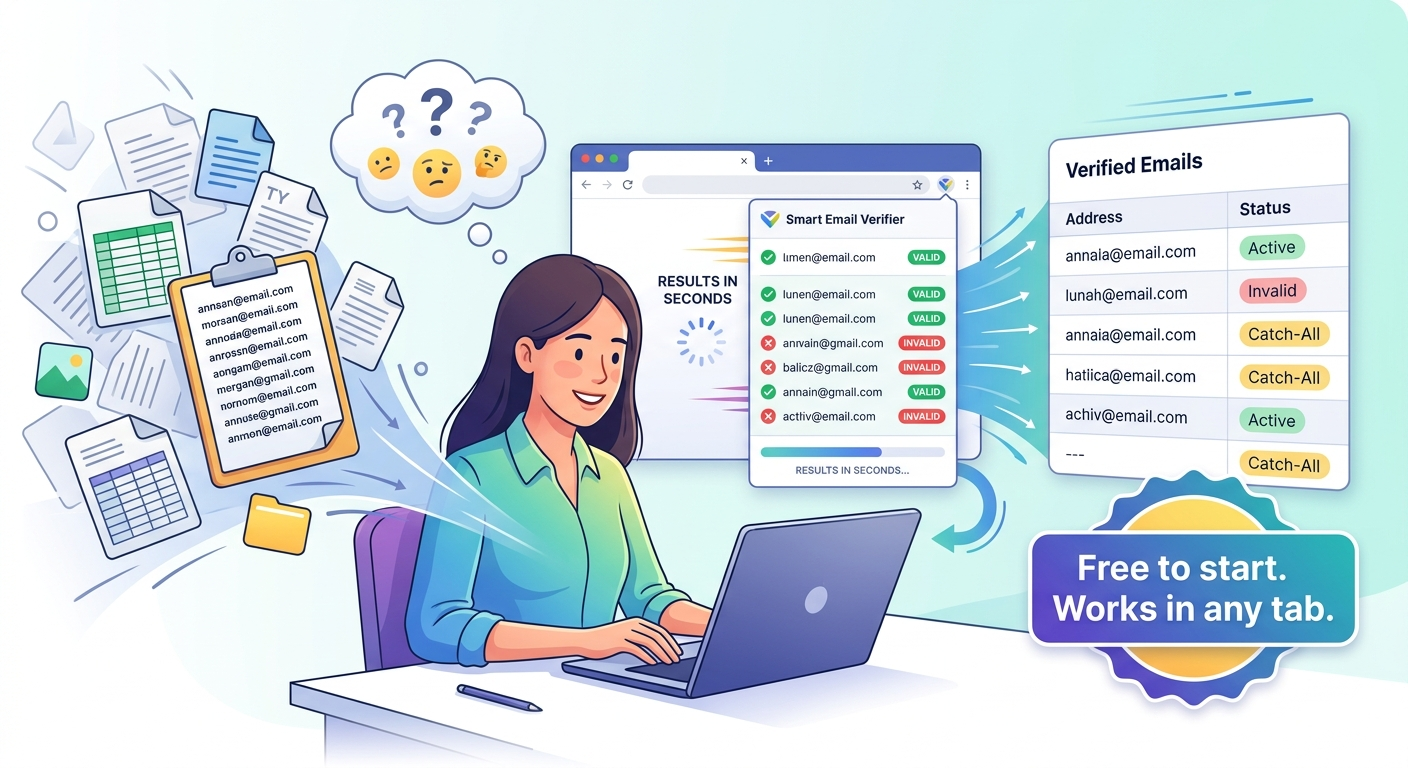 Smart Email Verifier in action — paste a list, get results in seconds